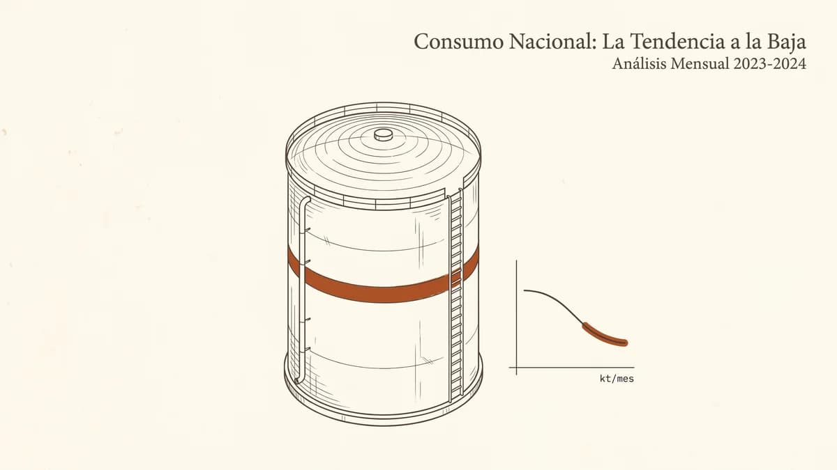 Tanque de almacenamiento con nivel marcado y mini grafica de consumo.
